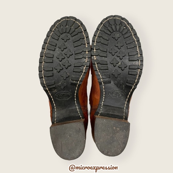 Frye Sabrina Chelsea Cognac Genuine Leather Pull On Stretch Heeled Ankle Booties - Picture 14 of 16